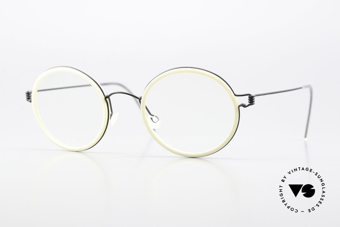 Lindberg Cameron 46 Air Titan Rim Titan Frame Black White, round glasses of the LINDBERG Air Titanium collection, Made for Men and Women