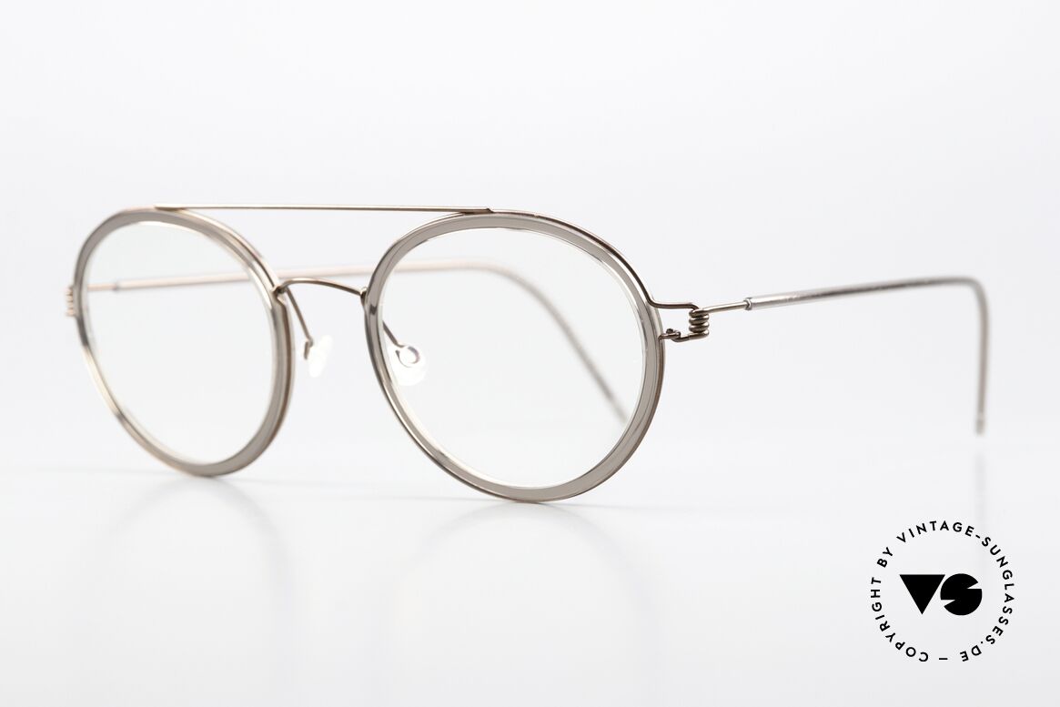 Lindberg Teitur 49 Air Titan Rim Lightweight Panto Round, bronze frame with "smoke gray" inner rim; size 49/23, Made for Men and Women