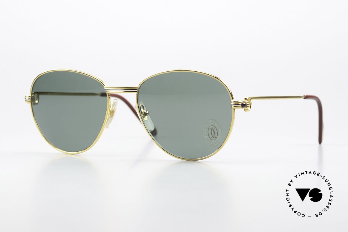 Cartier S Saphirs 0,94 ct - M With Real Sapphires Decor, round vintage Cartier gemstone luxury sunglasses, Made for Women