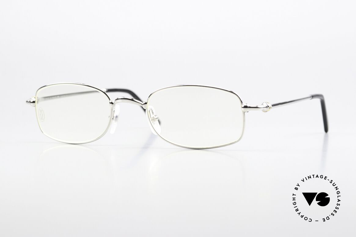 Cartier Sadir Platinum Thin Rim Series, rare vintage Cartier glasses; T8100589, platinum finish, Made for Men and Women
