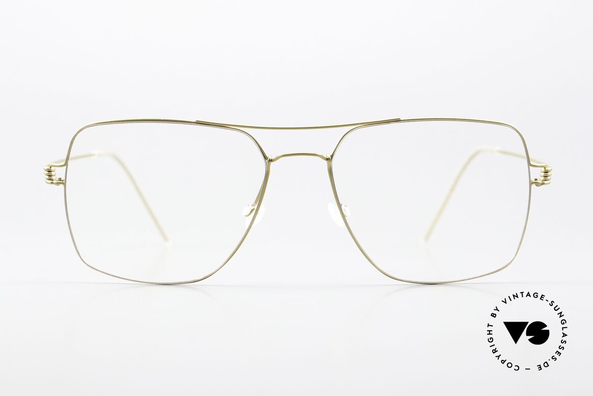 Lindberg Joshua Air Titan Rim Square Aviator Glasses, model Joshua in size 55-17, 145, col GT = dulled gold, Made for Men