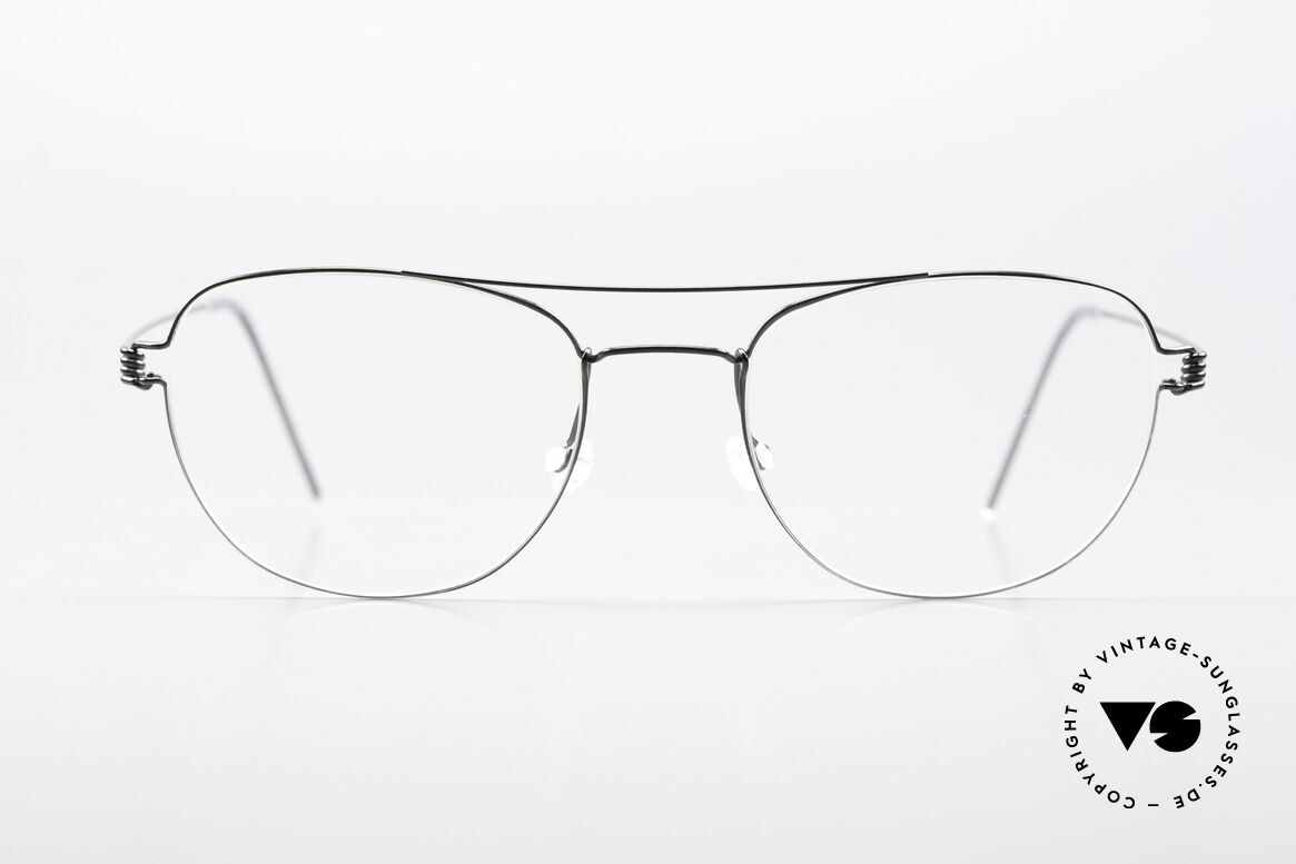 Lindberg Ole Air Titan Rim Round Aviator Design, model Ole, size 52-20, 145, col PU9 = polished black, Made for Men and Women