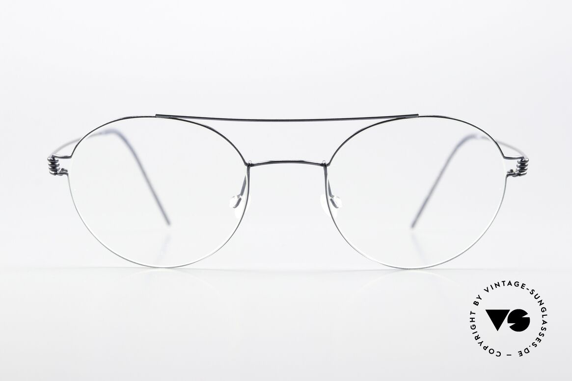 Lindberg Bruce 50 Air Titan Rim Polished Titanium Frame, panto model with crossbar: color PU16 polished gray, Made for Men and Women