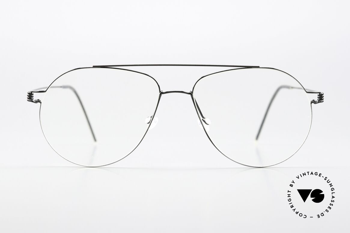 Lindberg Raymond Air Titan Rim Men's Specs Aviator Style, noble men's model with crossbar: PU9 polished black, Made for Men
