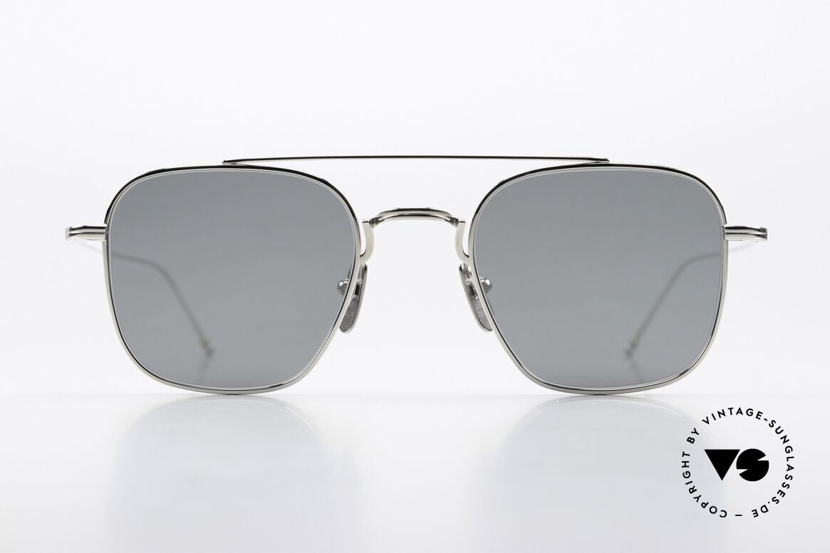 Thom Browne TBS907 Silver Mirrored Sun Lenses, titanium sunglasses for men in size 50/22, 150mm, Made for Men