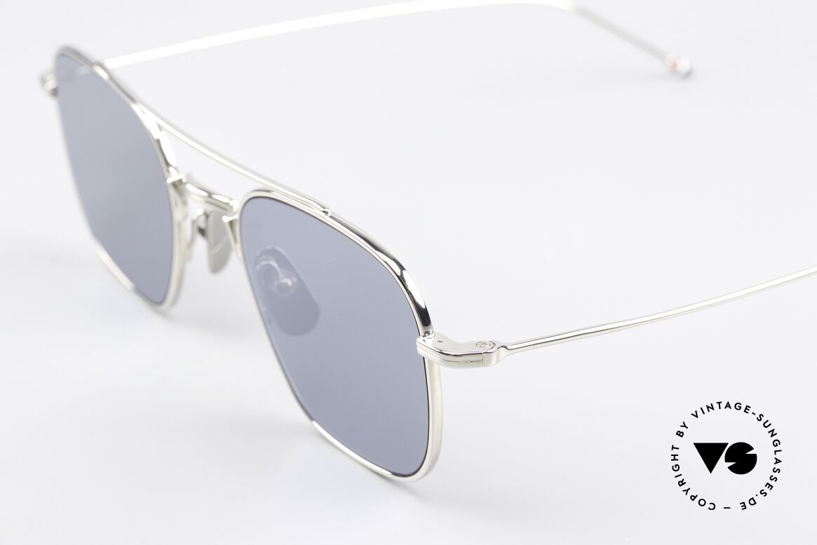 Thom Browne TBS907 Silver Mirrored Sun Lenses, silver mirrored sun lenses for 100% UV protection, Made for Men