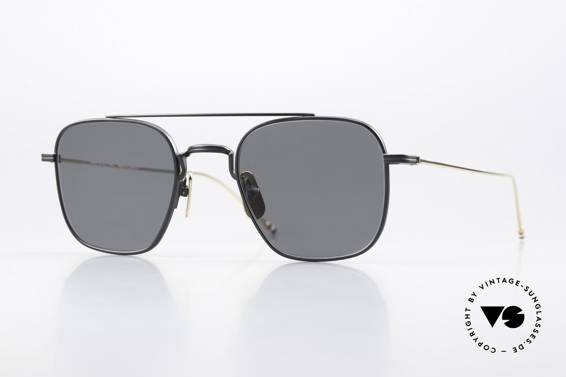 Thom Browne TBS907 Men's Shades Black Gold, rare Thom Browne sunglasses, TBS907-50-04, BLK, Made for Men