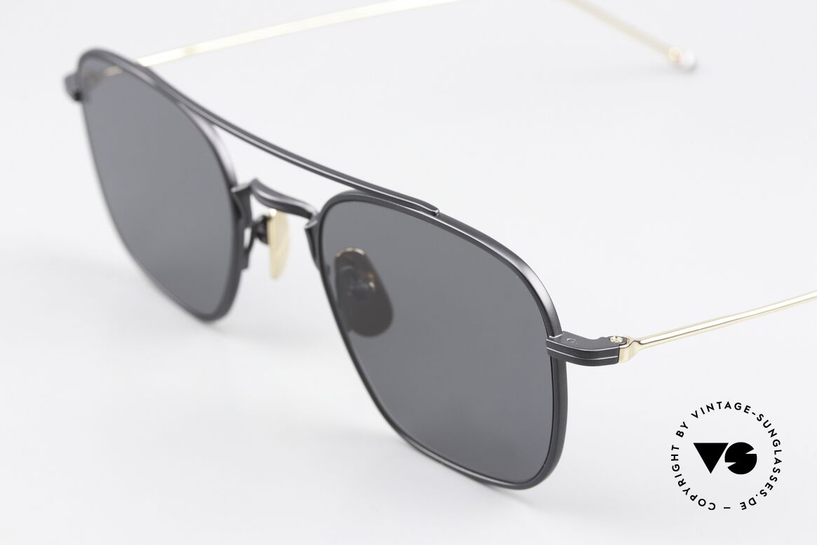 Thom Browne TBS907 Men's Shades Black Gold, non-reflecting gray sun lenses; 100% UV protection, Made for Men