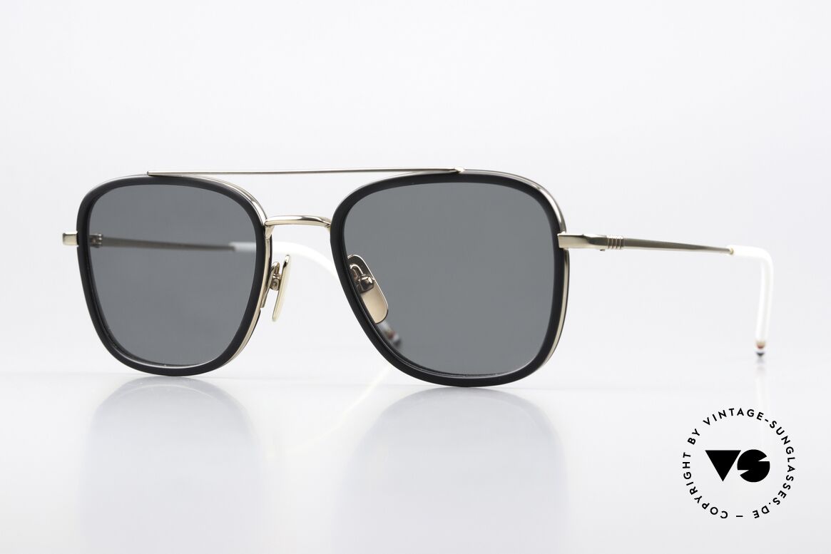Thom Browne TBS800 Square Sunglasses For Men, Thom Browne sunglasses, TBS800-A-GLD-BLK-51, Made for Men
