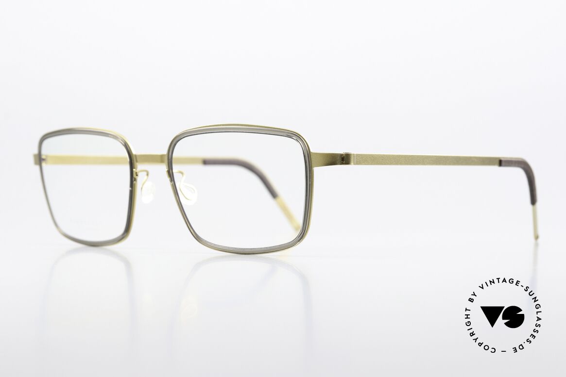 Lindberg 9754 Strip Titanium Men's Eyewear X-Large, 145mm wide gentlemen's frame in grayish and gold, Made for Men