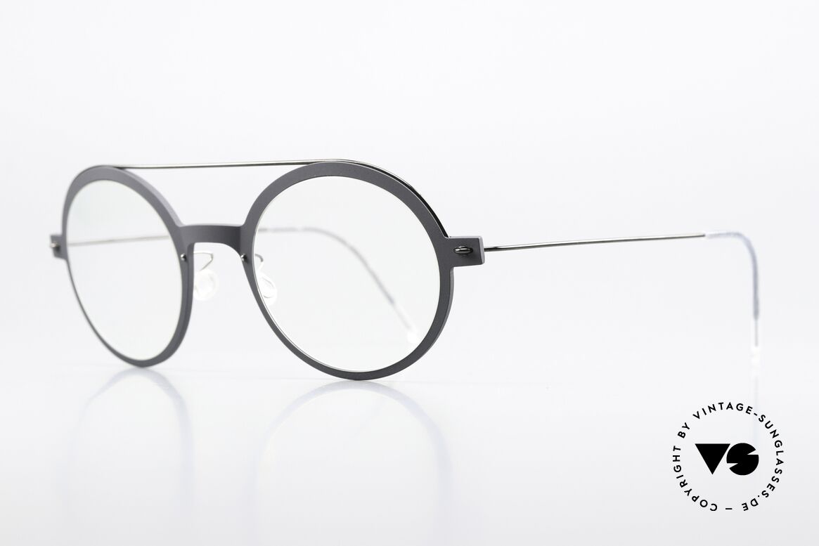 Lindberg 6543 50 NOW Classic Black Coloring, black-gray frame front with polished black temples, Made for Men and Women