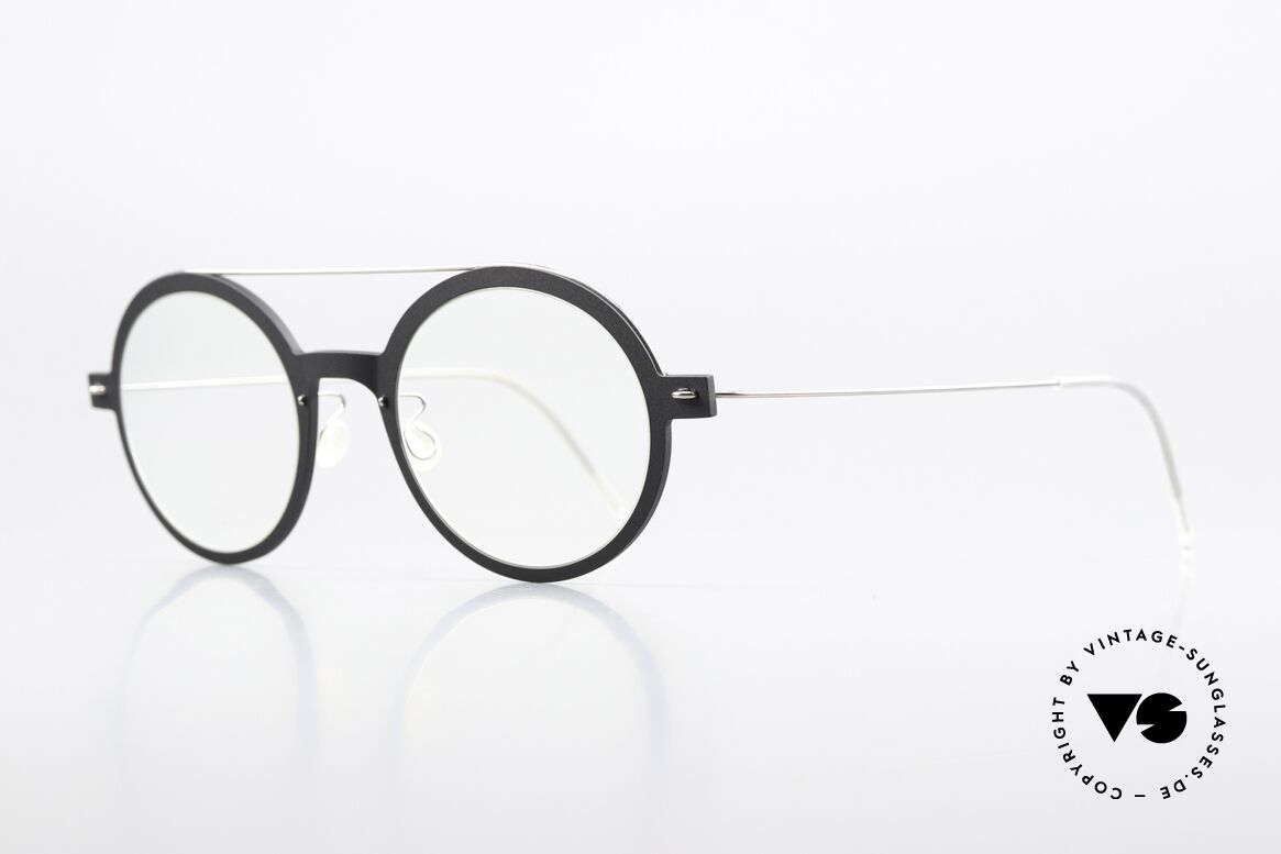 Lindberg 6543 48 NOW Black Silver Coloring, black frame front with polished silver titan temples, Made for Men and Women