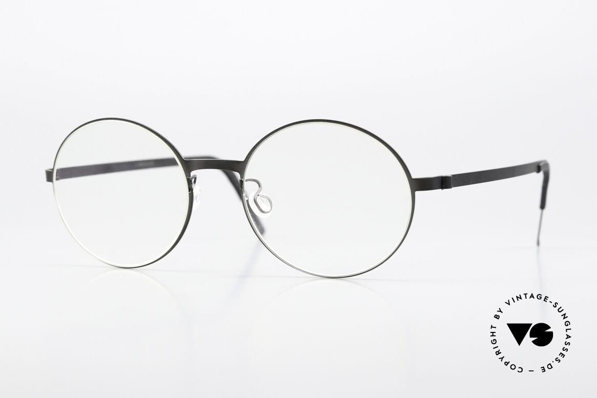 Lindberg 9580 Strip Titanium Designer Frame Matt Black, round ladies & men's glasses, Strip Titanium frame, Made for Men and Women