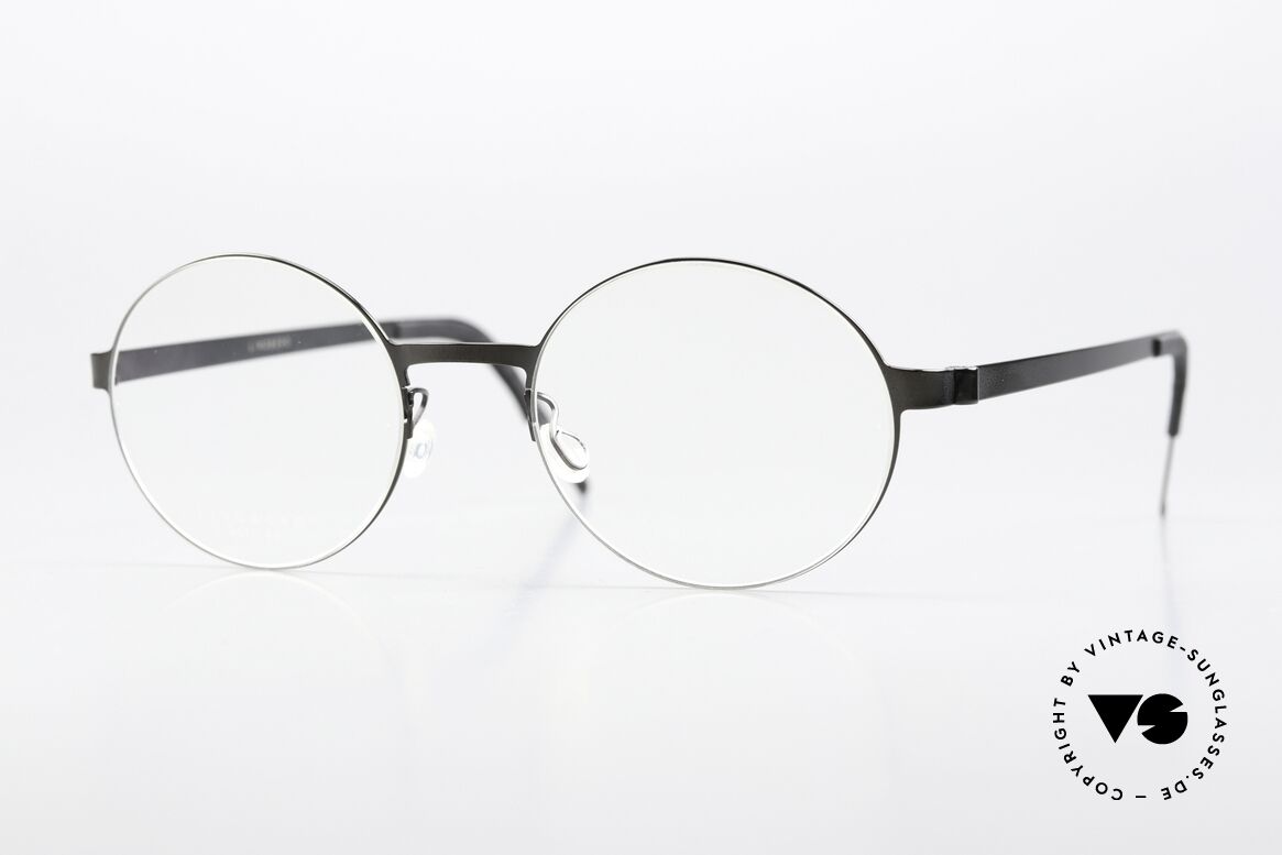 Lindberg 9610 Strip Titanium Titan Frame Polished Black, round ladies & men's glasses, Strip Titanium frame, Made for Men and Women