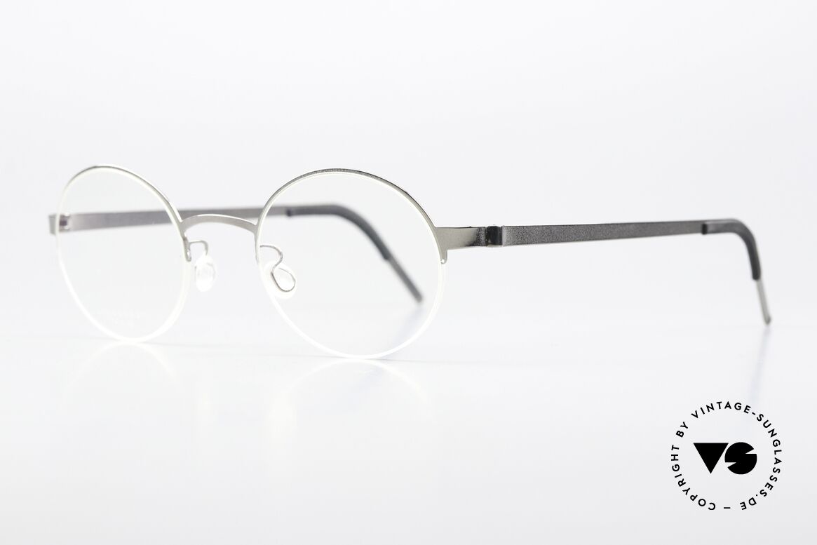 Lindberg 7413 Strip Titanium Round Nylor Frame Silver, semi rimless (with nylor thread);  P10: polished silver, Made for Men and Women