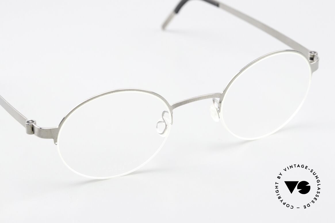 Lindberg 7413 Strip Titanium Round Nylor Frame Silver, unworn, new old stock with original case by Lindberg, Made for Men and Women