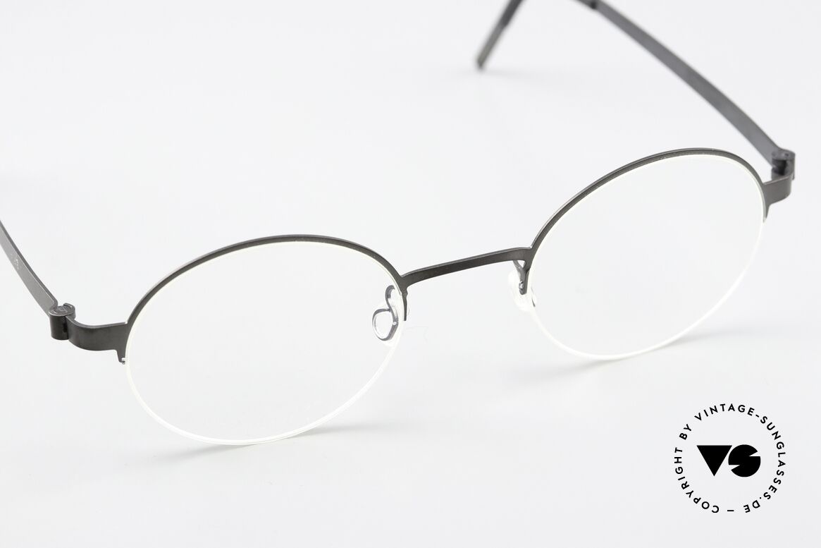 Lindberg 7413 Strip Titanium Round Nylor Frame Black, unworn, new old stock with original case by Lindberg, Made for Men and Women