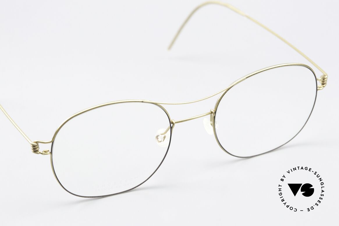 Lindberg Rasmus 49 Air Titan Rim Classic Frame Matt Gold, unworn single item; + orig. magnetic case by Lindberg, Made for Men and Women