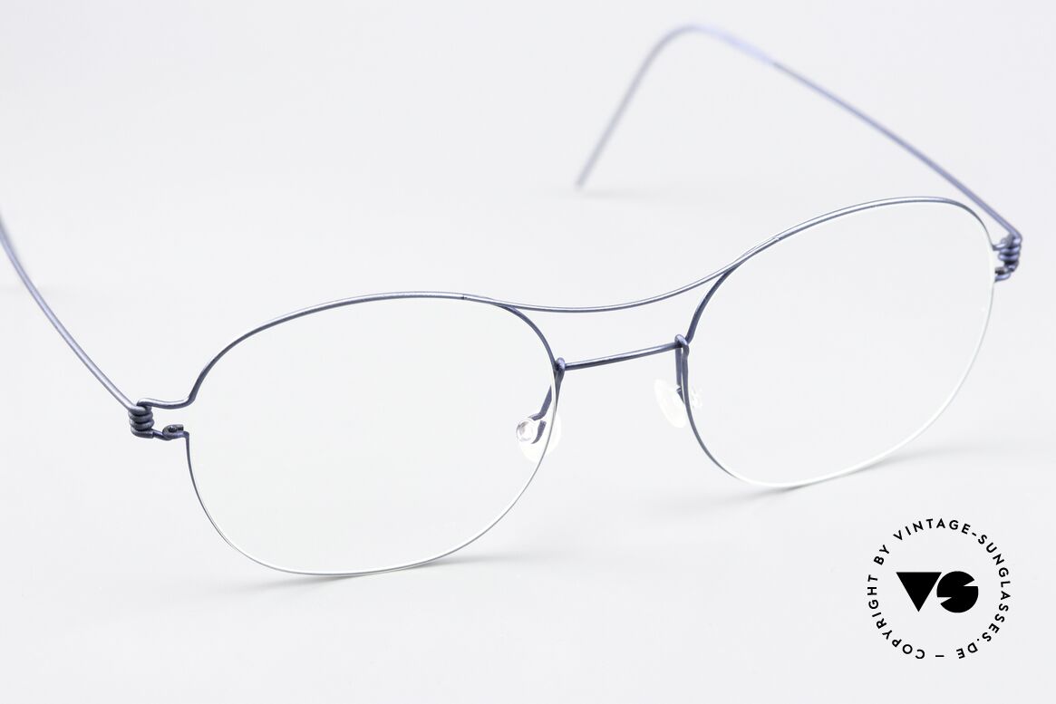 Lindberg Rasmus 49 Air Titan Rim Classic Frame Matt Blue, unworn single item; + orig. magnetic case by Lindberg, Made for Men and Women