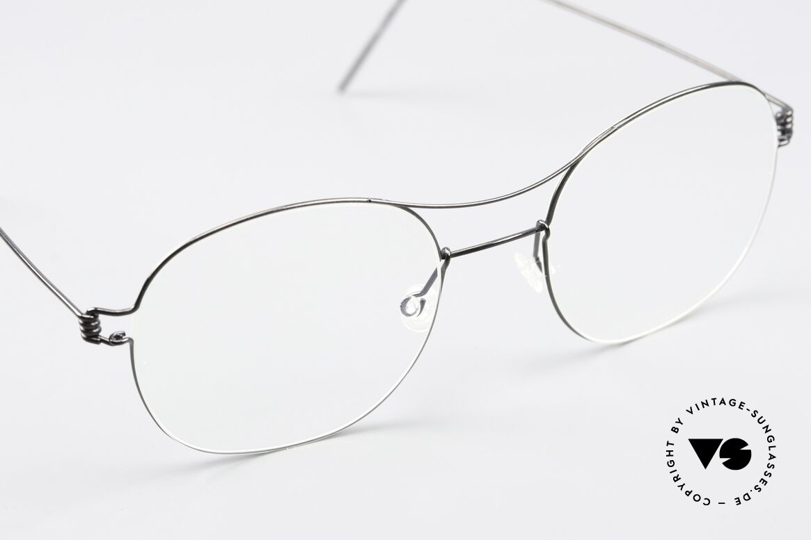 Lindberg Rasmus 49 Air Titan Rim Black Polished Titan Frame, unworn single item; + orig. magnetic case by Lindberg, Made for Men and Women
