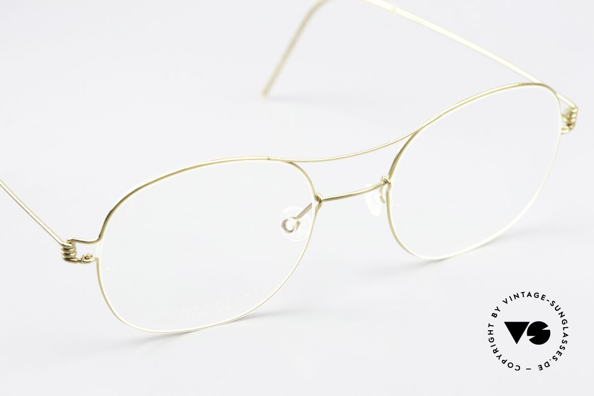 Lindberg Rasmus 47 Air Titan Rim Classic Frame Shiny Gold, unworn single item; + orig. magnetic case by Lindberg, Made for Men and Women