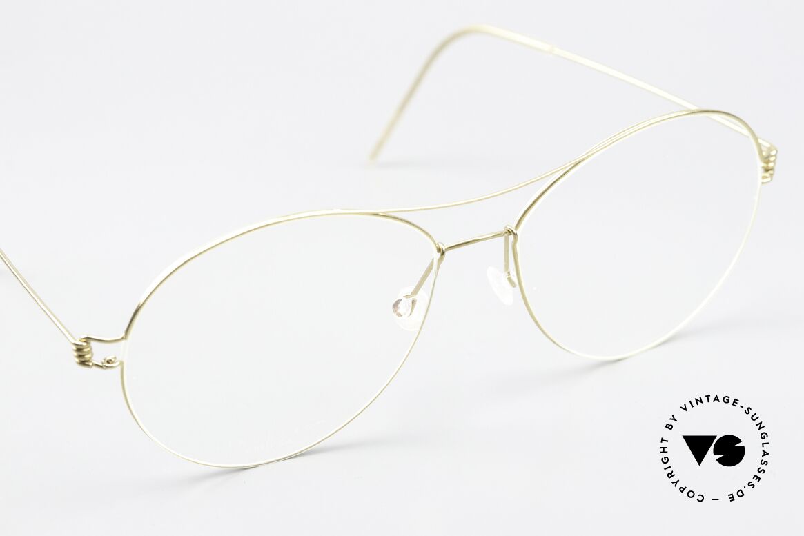Lindberg April Air Titan Rim Shiny Gold Titanium Frame, unworn, NOS, with original magnetic case by Lindberg, Made for Women