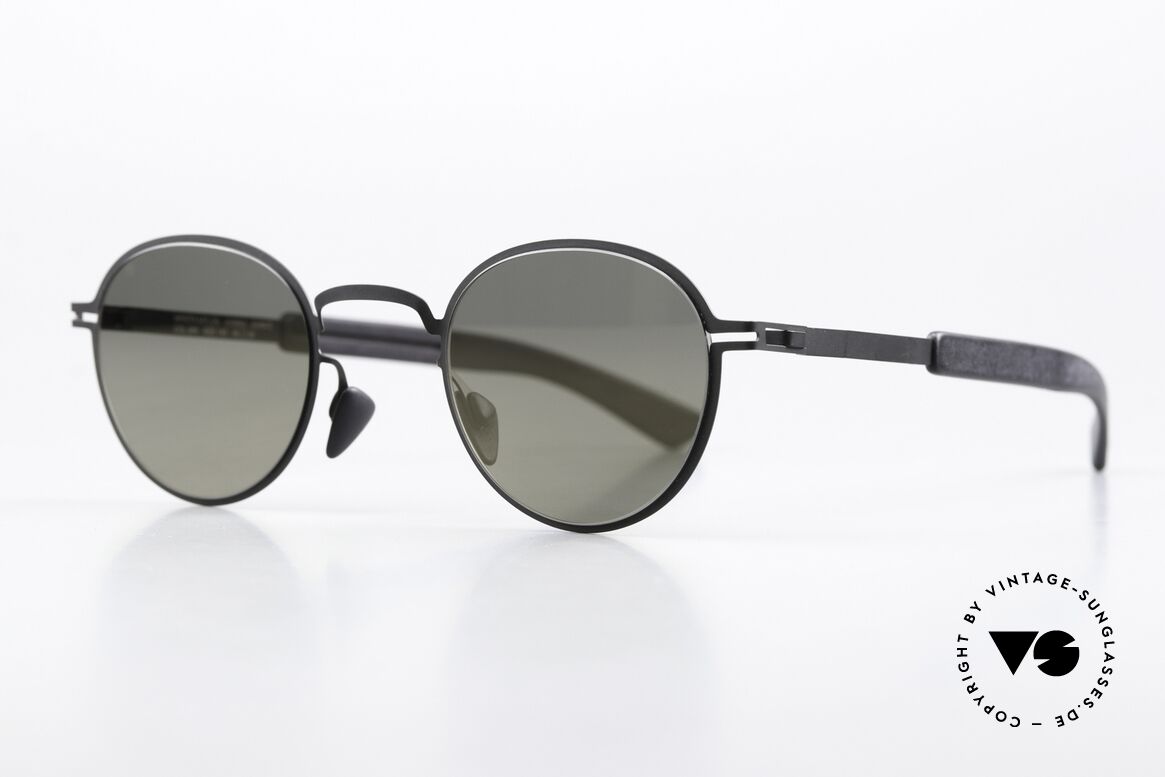 Mykita Mylon Quince Mirrored Panto Sunglasses, color 243: Black / Pitch Black Gunmetal Flash, Made for Men and Women