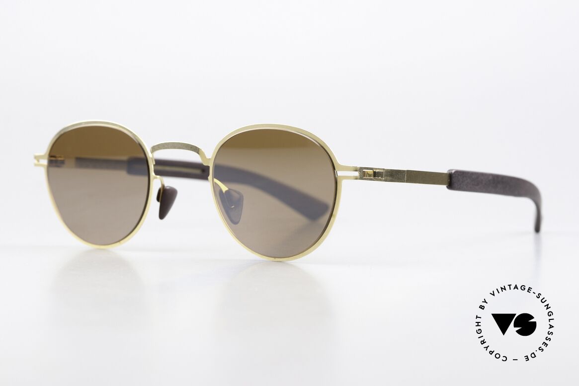 Mykita Mylon Quince Light Mirrored Sunglasses, 244: Gold / Ebony Brown Siennabrown Flash, Made for Men and Women