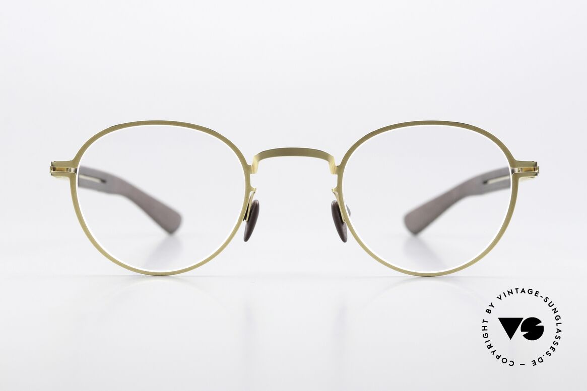 Mykita Mylon Quince Designer Panto Eyewear, size 45-26, color code 244 Gold / Ebony Brown, Made for Men and Women