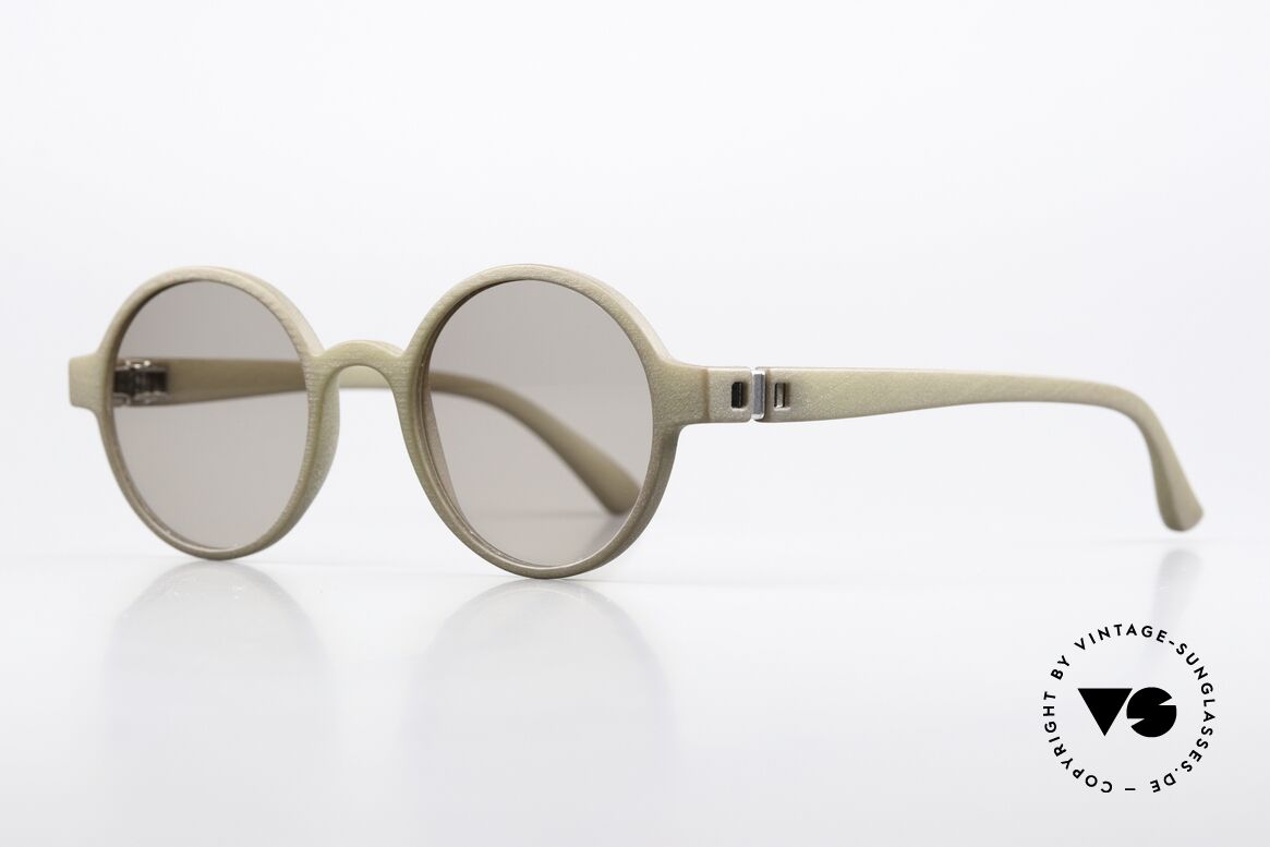 Mykita Mylon Voo Round Designer Sunglasses, brownish in photos; in real life more greenish, Made for Men and Women