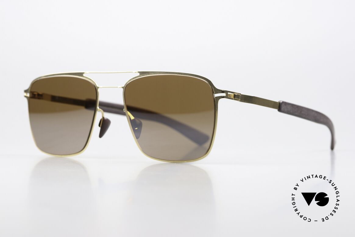 Mykita Mylon Flax Light Mirrored Sun Lenses, 244: Gold / Ebony Brown Siennabrown Flash, Made for Men