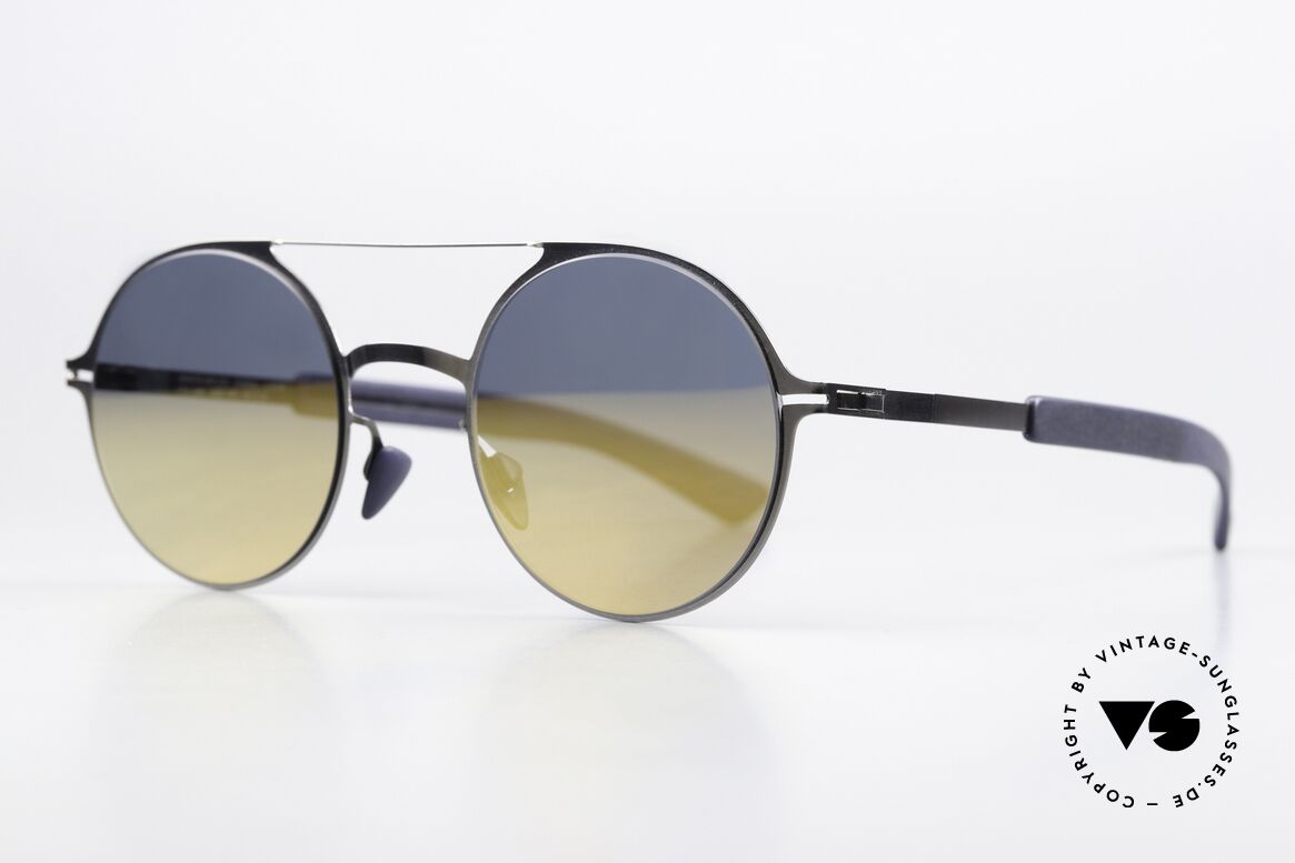 Mykita Mylon Lupine Flash Mirrored Sunglasses, Shiny Graphite/Navy Blue Pearlygold Flash, Made for Men and Women