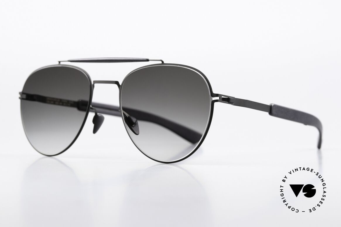 Mykita Mylon Sloe Designer Aviator Sunglasses, color 243: Black/Pitch Black / Grey Gradient, Made for Men and Women