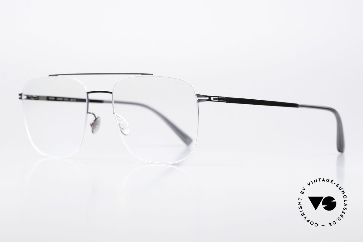 Mykita Yuuto Square Glasses For Men, col 328: Silver/Shiny Graphite, striking men's glasses, Made for Men