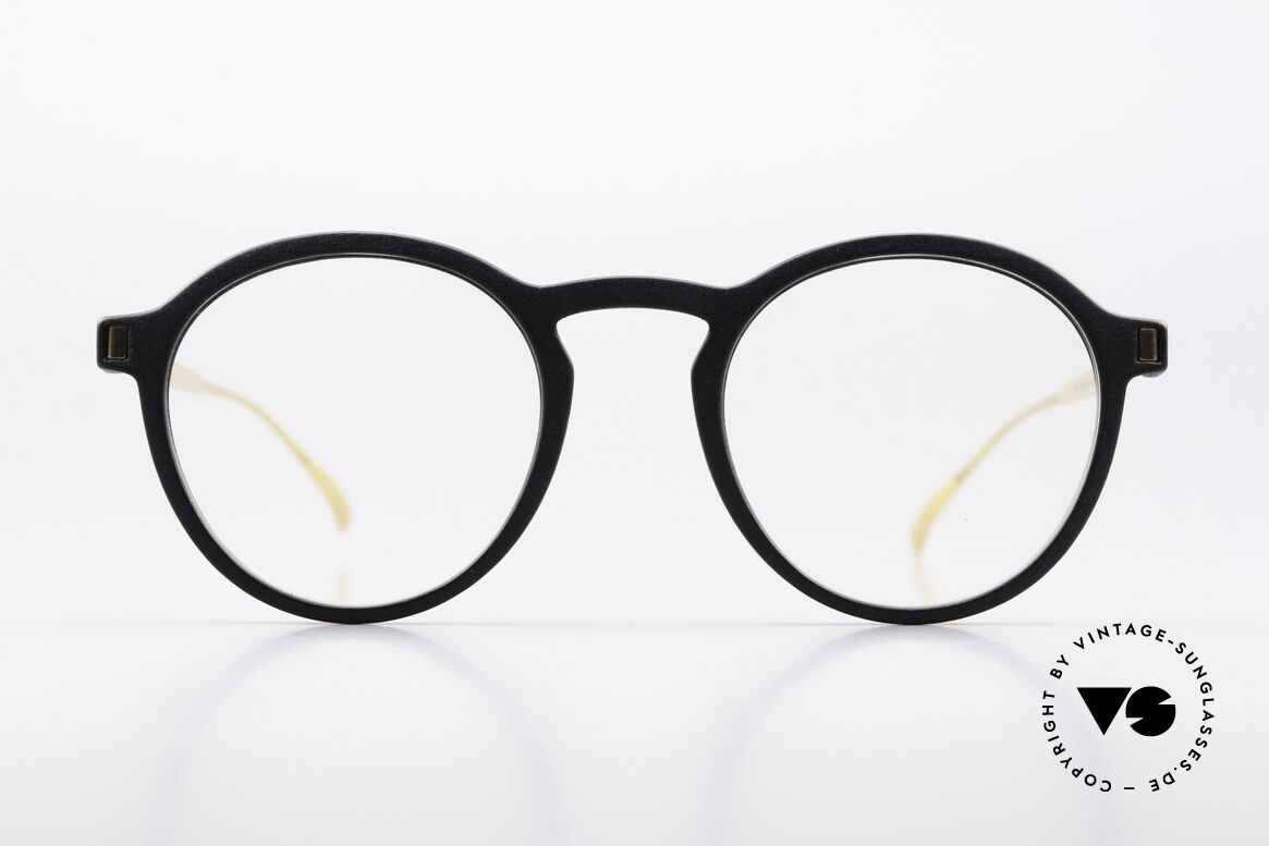 Mykita Mylon Acai Round Panto Black Gold, size 48-21, col. 306: Pitch Black/Glossy Gold, Made for Men and Women