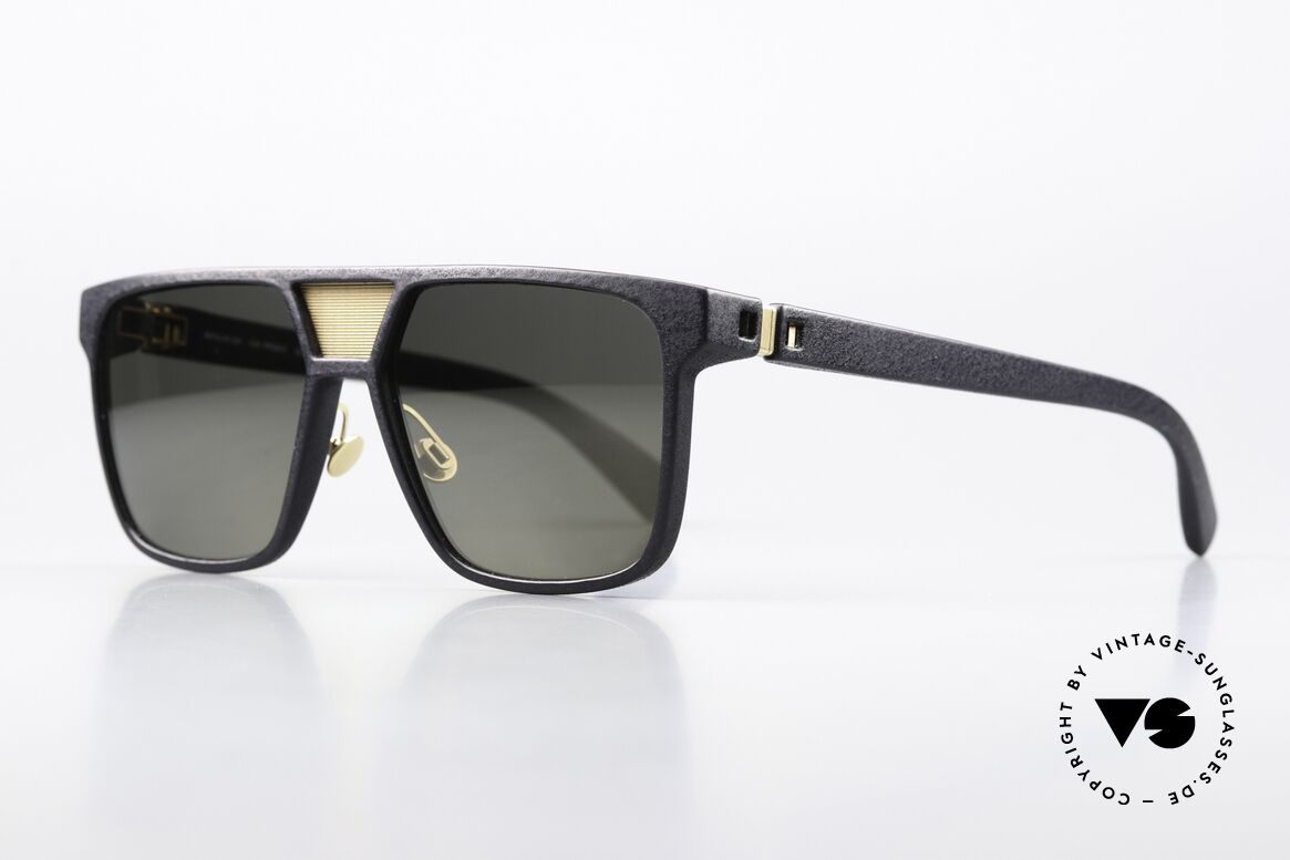 Mykita Mylon Prodigy Berlin Designer Sunglasses, col. code = Pitch Black / Gold Gunmetal Flash, Made for Men and Women