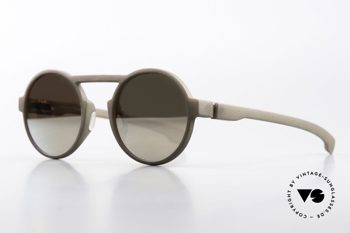 Mykita Mylon Thunder Gold Mirrored Sunglasses, color: Taupe Grey (with gold-mirrored lenses), Made for Men and Women