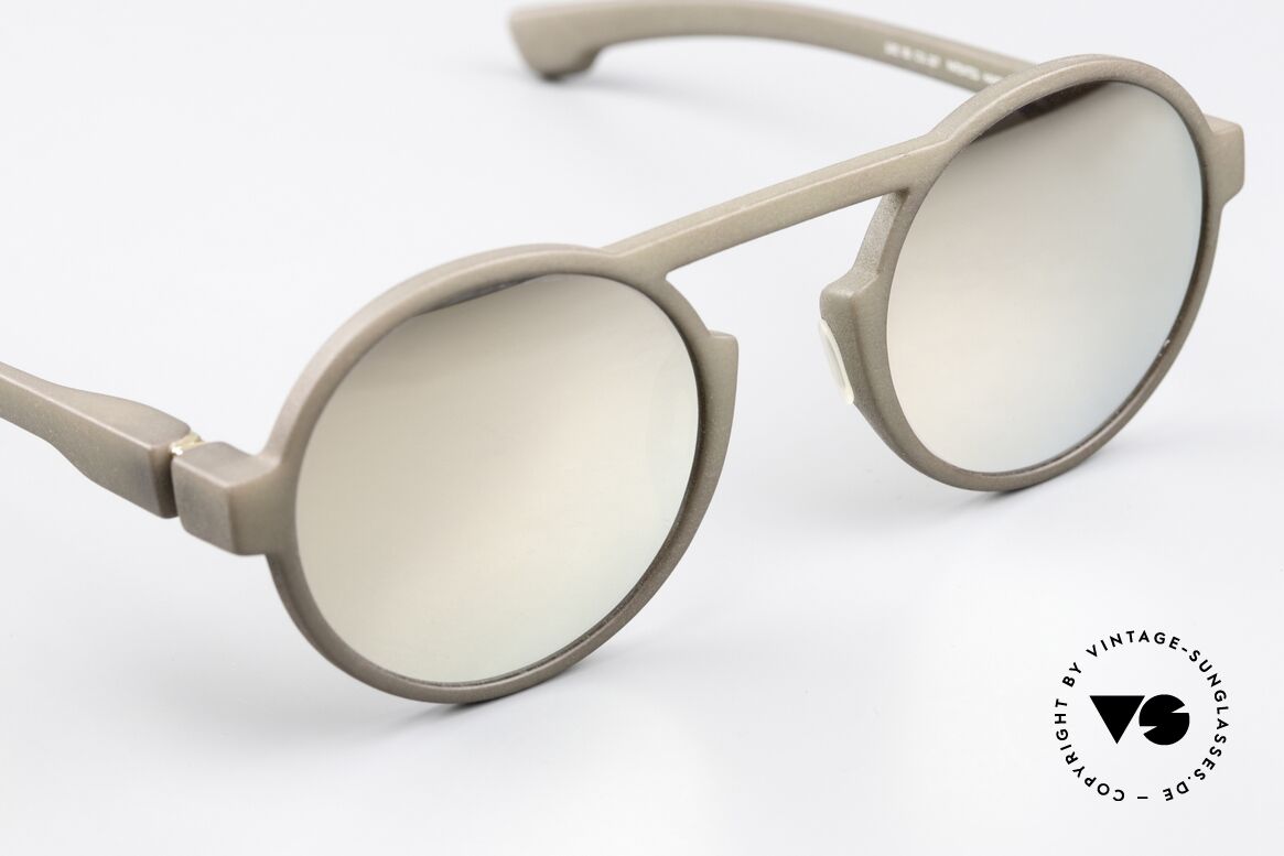 Mykita Mylon Thunder Gold Mirrored Sunglasses, unworn with Mykita case; 100% UV protection, Made for Men and Women