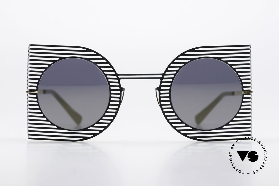 Mykita Studio 1.3 Spectacular Sunglasses, c. 926: Indigo/Gold Brilliant Blue (light mirrored), Made for Women