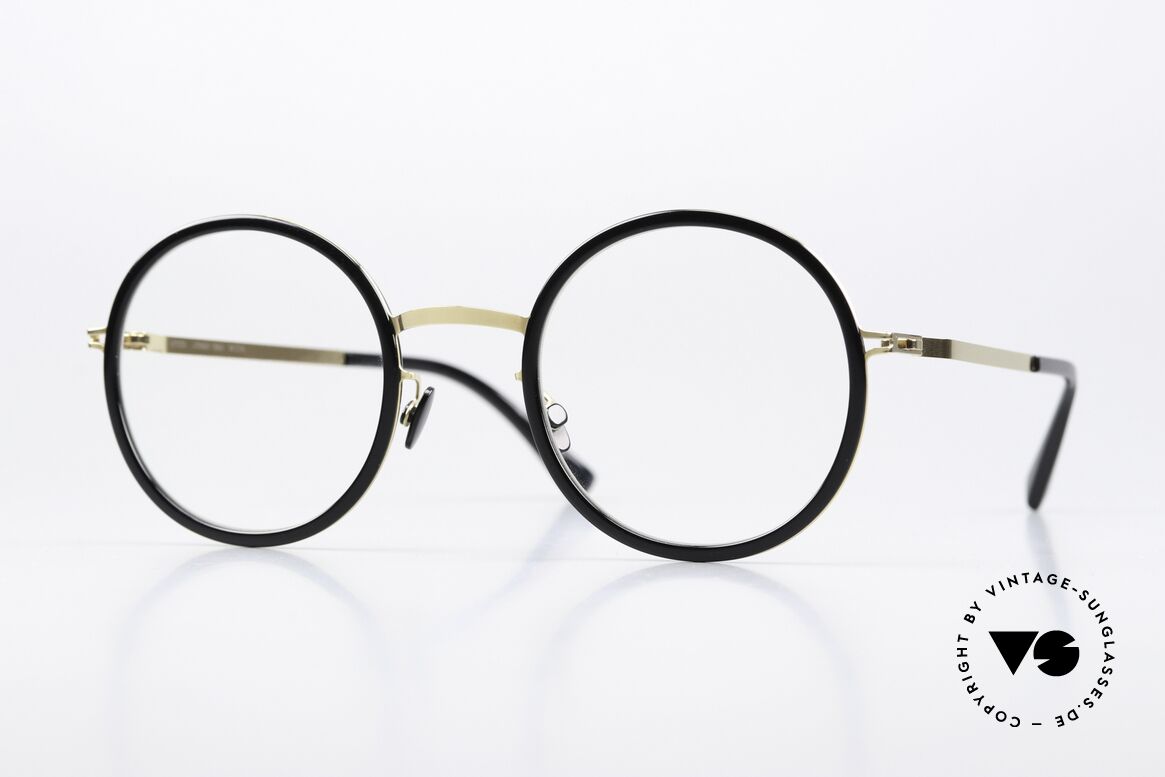 Mykita Meja Round Glasses Black Gold, Mykita glasses, model MEJA, size 50-24 in color 945, Made for Men and Women
