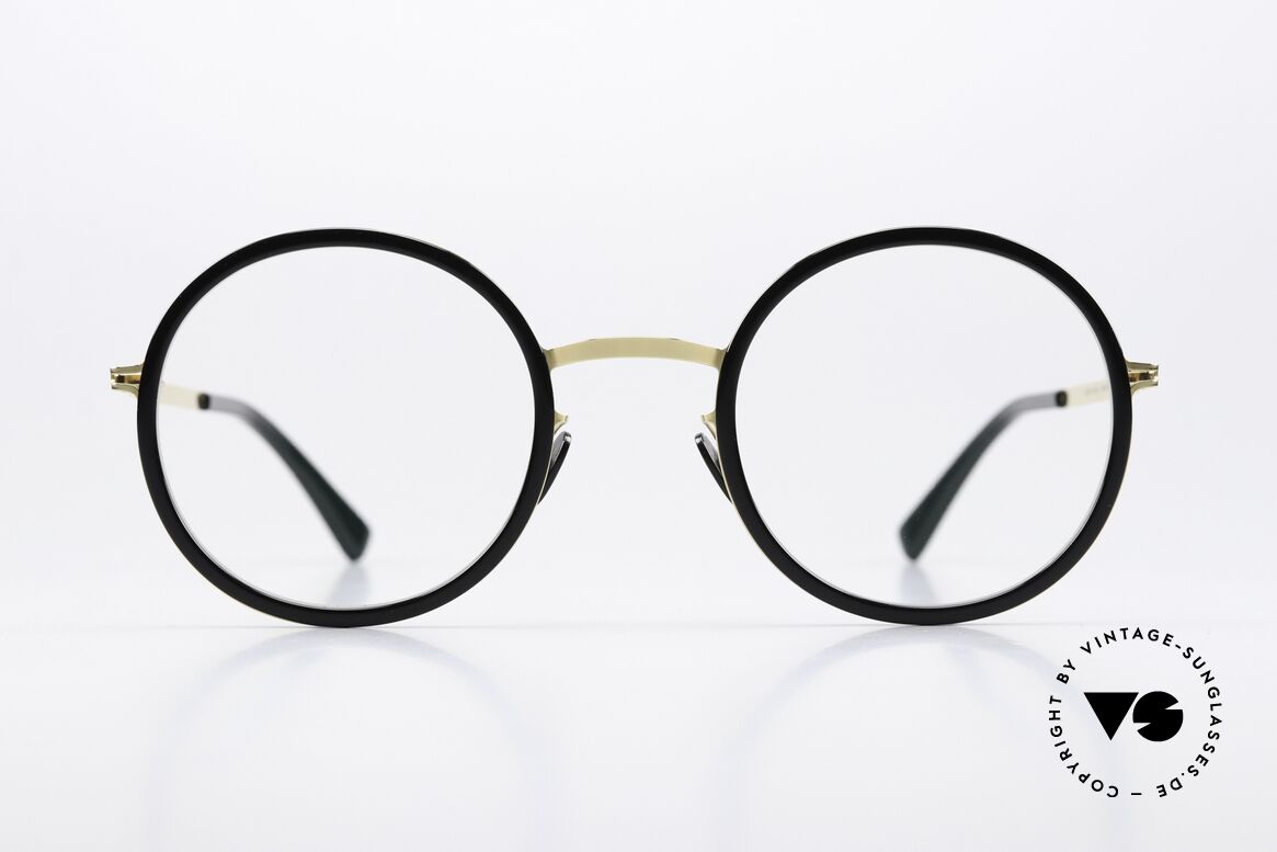 Mykita Meja Round Glasses Black Gold, LITE collection with additional acetate rings / inlays, Made for Men and Women
