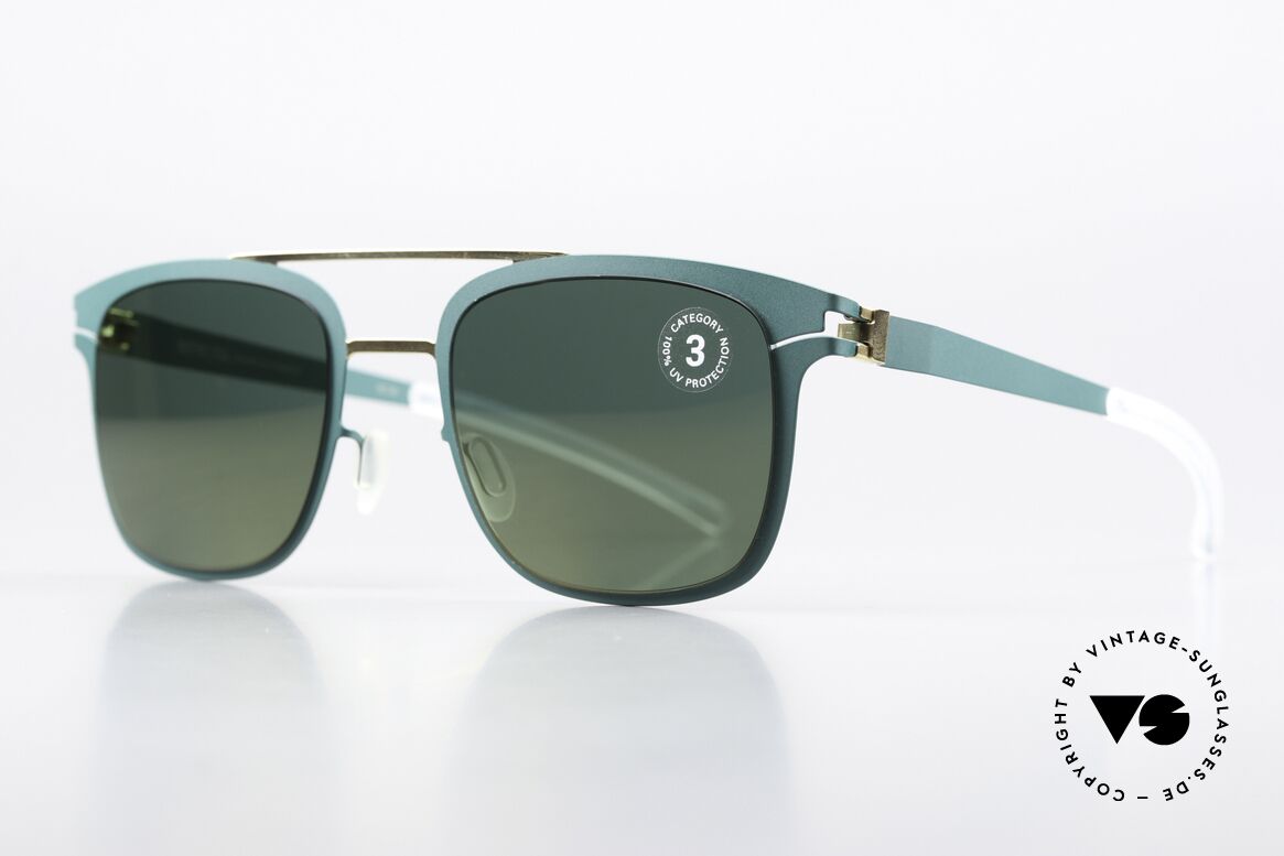 Mykita Hunter Sunglasses Brilliantgreen, Color Code 146 is "Gold / Opal Brilliantgreen Solid", Made for Men and Women