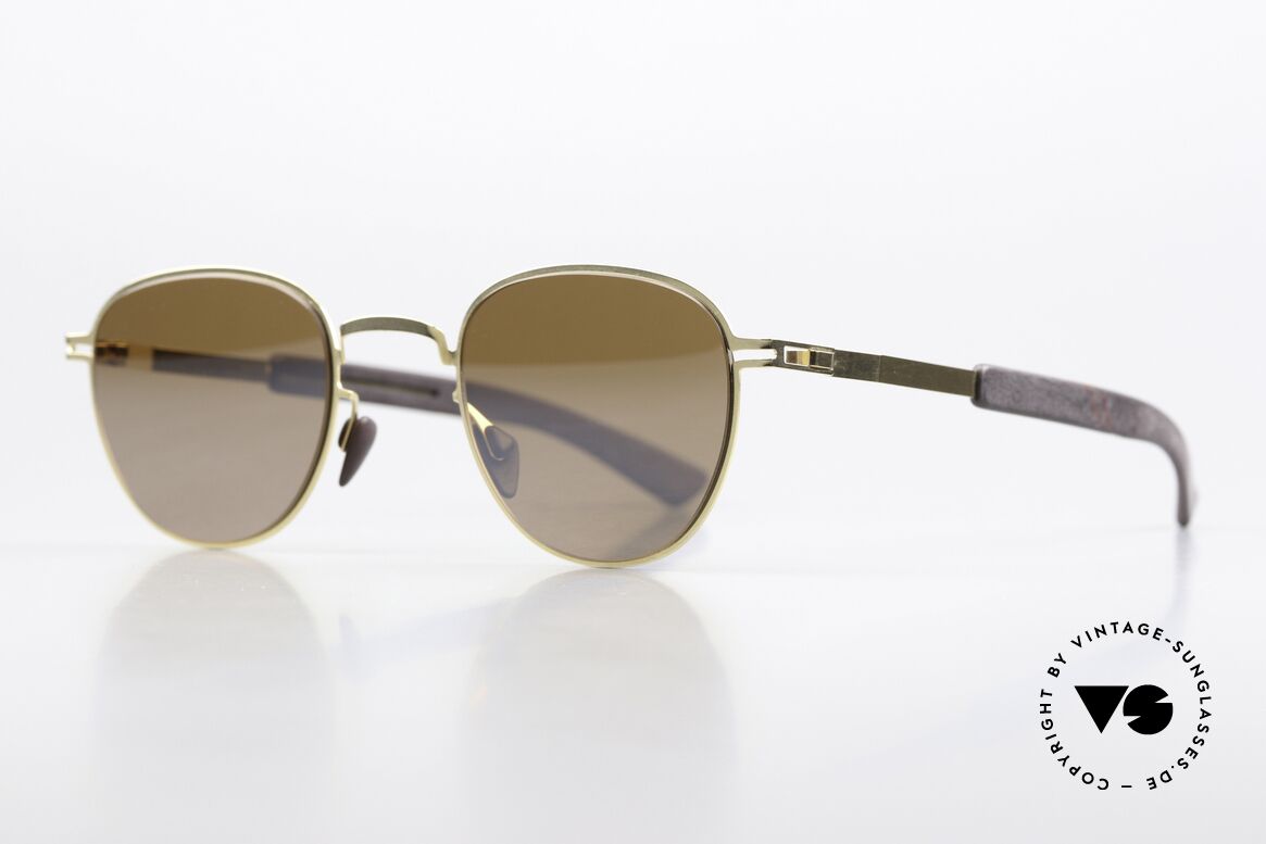Mykita Mylon Basil Panto Shades Light Mirrored, col 244: Gold/Ebony Brown Siennabrown Flash, Made for Men and Women