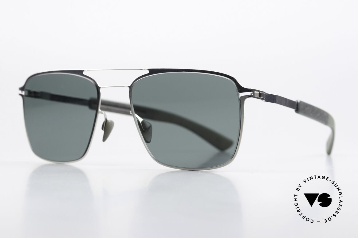 Mykita Mylon Flax Striking Men's Sunglasses, color 245: Silver/Storm Grey Neophan Solid, Made for Men