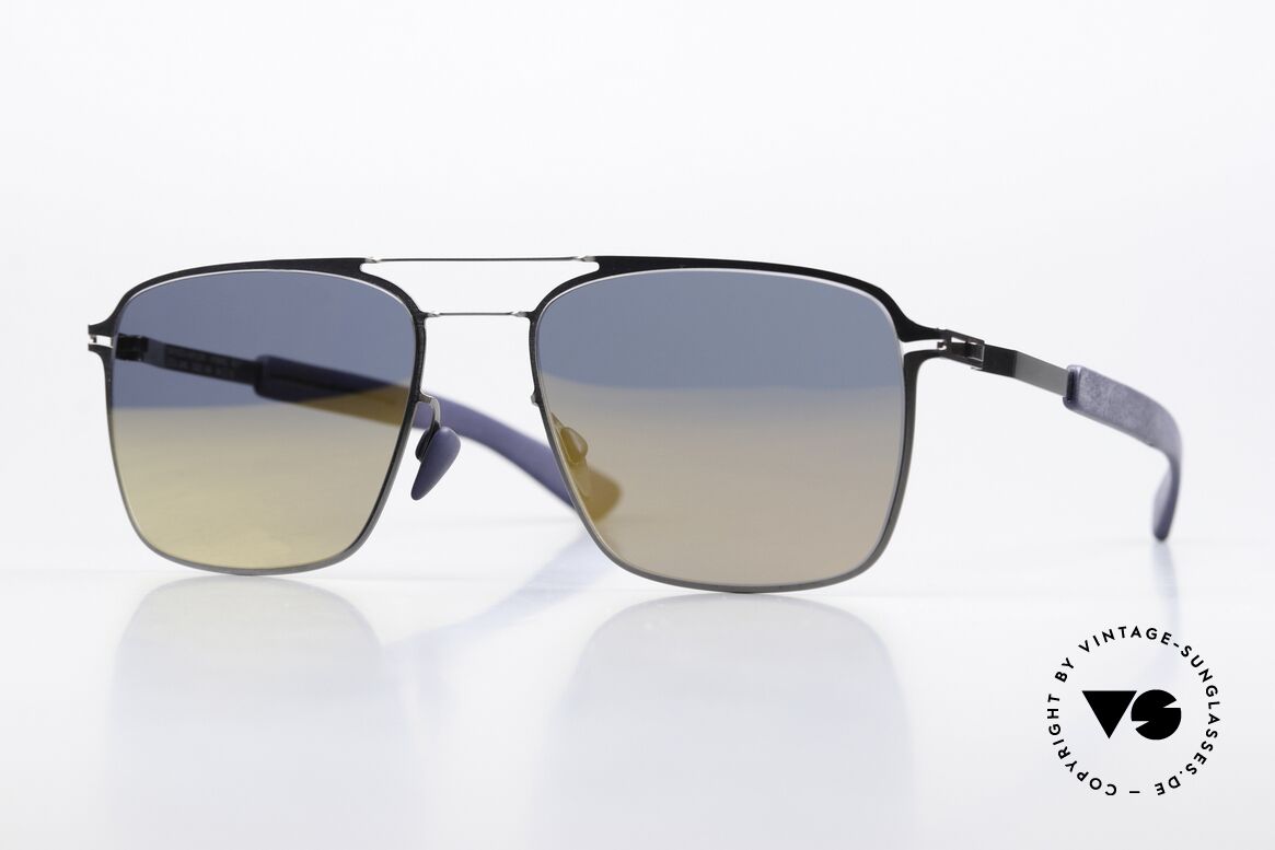 Mykita Mylon Flax Gold Mirrored Navy Blue, rare Mykita Mylon Hybrid sunglasses; FLAX, Made for Men
