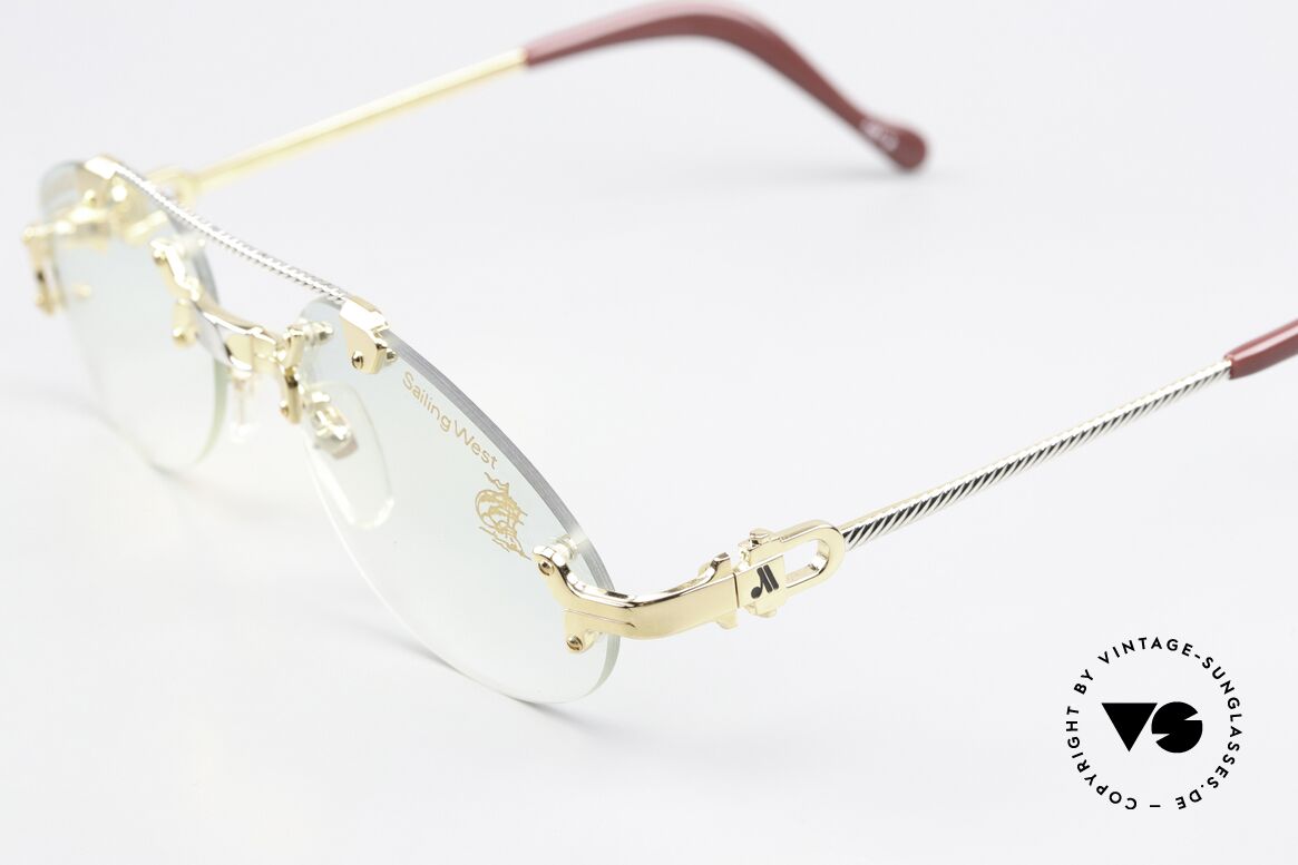 Machiavelli 15-301 Sailing West 80's Titan Frame, gold-plated titanium & slightly tinted demo lenses, Made for Men