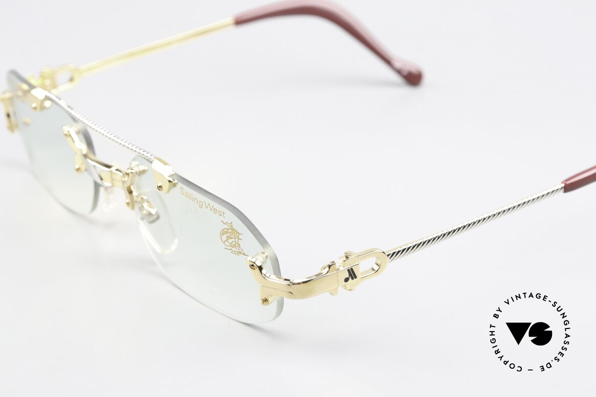 Machiavelli 17-301 Philosopher's Specs Rimless, gold-plated titanium & slightly tinted demo lenses, Made for Men