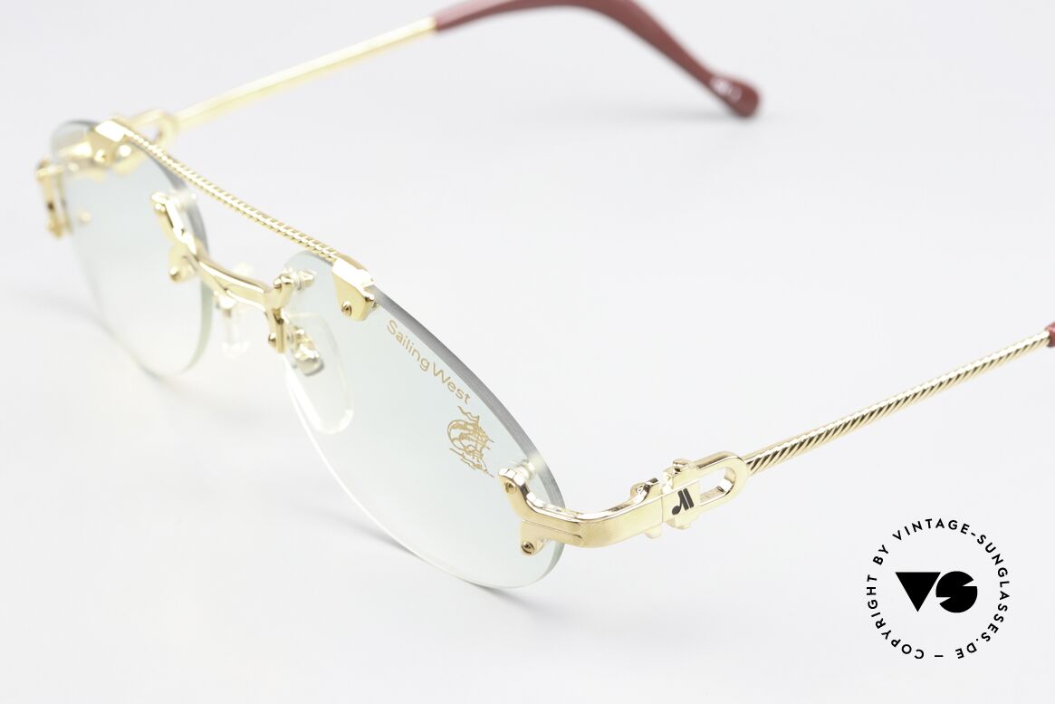 Machiavelli 15-303 Eccentric Opulent Glasses, gold-plated titanium & slightly tinted demo lenses, Made for Men