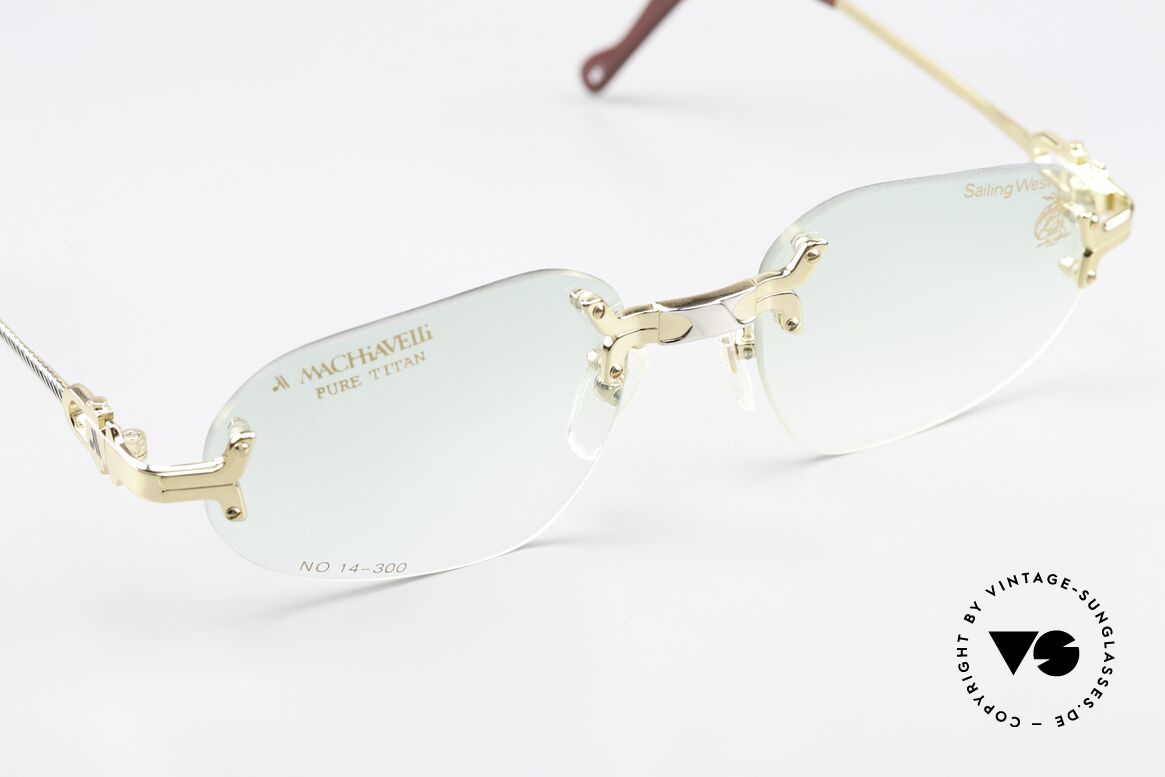 Machiavelli 14-300 Stately Glasses 80's Rimless, can be worn as a fashion accessory (even at night), Made for Men and Women