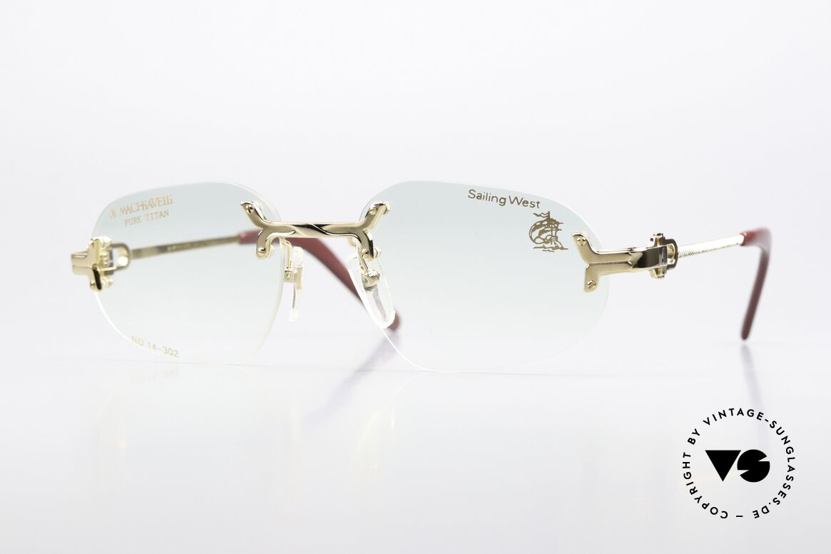 Machiavelli 14-302 Gold-Plated Glasses Rimless, MACHiAVELLi 14-302 Pure Titanium 80's glasses, Made for Men and Women